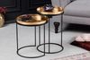 Modernes 2er Set Beistelltisch MARTELLO schwarz gold abnehmbare Tabletts Hammerschlag Bild 3