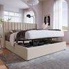 Polsterbett 140x200 cm mit hydraulischem Bettkasten aus Leinen in Beige – modernes Stauraumdesign Bild 3