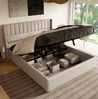 Polsterbett 140x200 cm mit hydraulischem Bettkasten aus Leinen in Beige – modernes Stauraumdesign Bild 5