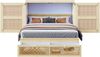 Schrankbett 140 x 200 cm, Wandbett mit Lattenrost, Wandklappbett, Vertikales schrankbett mit Lattenrost, mit Stauraumschubladen, Rattan-Design, Holzbetten, Jugendbetten, Einzelbetten, Holzfarbe Bild 5