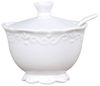 Zuckerschale Zuckerdose mit Löffel Porzellan Weiß Provence Chic Antique 63100-01 Bild 4