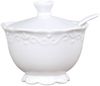 Zuckerschale Zuckerdose mit Löffel Porzellan Weiß Provence Chic Antique 63100-01 Bild 5