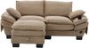 2-Sitzer Sofa aus Cord mit Hocker, USB-C-Anschluss & Seitentaschen, 190 x 132 x 84 cm, Khaki Bild 5