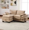 2-Sitzer Sofa aus Cord mit Hocker, USB-C-Anschluss & Seitentaschen, 190 x 132 x 84 cm, Khaki Bild 3