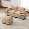 2-Sitzer Sofa aus Cord mit Hocker, USB-C-Anschluss & Seitentaschen, 190 x 132 x 84 cm, Khaki Bild 2
