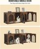 180 cm Hundekäfig Möbel für 2 Hunde, Doppel-Hundebox mit Kissen, Hundebox aus Holz mit Trennwand, Hundekäfig-Beistelltisch, TV-Ständer-Design für Mittlere/Große Hunde, Vintagebraun Bild 3