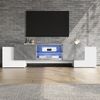 TV Lowboard 180cm weiß grau mit LED Beleuchtung App 4 Türen für 60-70 Zoll Fernseher Spanplatte Bild 2