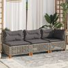 vidaXL Gartensofa mit Kissen 3-Sitzer Grau Poly Rattan 365942 Bild 3