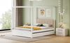 Zeltbett 140x200 cm Weiß Mit Schubladen Und Gepolsterter Rückenlehne Kinderbett Mit Stauraum Zeltdesign Metall Sperrholz MDF Spielbett Traumzelt Moskitonetz Option Bettgestell Familienbett Bild 4