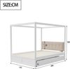 Zeltbett 140x200 cm Weiß Mit Schubladen Und Gepolsterter Rückenlehne Kinderbett Mit Stauraum Zeltdesign Metall Sperrholz MDF Spielbett Traumzelt Moskitonetz Option Bettgestell Familienbett Bild 3
