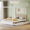Zeltbett 140x200 cm Weiß Mit Schubladen Und Gepolsterter Rückenlehne Kinderbett Mit Stauraum Zeltdesign Metall Sperrholz MDF Spielbett Traumzelt Moskitonetz Option Bettgestell Familienbett Bild 2