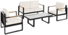 12tlg. Gartenmöbel Lounge-Set aus Aluminium - Schwarz mit Teakholz Bild 2