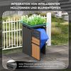 LVHOM Mülltonnenbox 1er mit Pflanzkasten, 1x240 L, Abschließbare Mülltonnenverkleidung aus Stahl für Garten, Anthrazit Bild 5