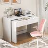 Flieks Schreibtisch Regalschreibtisch & ausziehbare Kommode 2-in-1 Kompaktschreibtisch (flexibel kombinierbar Tisch, 2-St, 2er Set), Arbeitstisch Bürotisch Computertisch mit Schubladen und Rollen Weiß Bild 5
