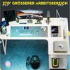 GTPLAYER Schreibtisch Gaming Tisch Eckschreibtisch mit Regal USB-Ladeanschluss und Steckdose (1 Tisch), 120/100cm Computertisch L Form, PC Tisch für Büro, Heimbüro Bild 3
