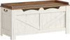 Schuhbank, Sitzbank mit Stauraum, Sitztruhe, 2 Stabilen Scharnieren, Aufbewahrungsschrank, 40 x 100 x 48 cm für Flur, Wohnzimmer, X Stabiler Rahmen mit Überdachung, Weiß Braun Bild 2