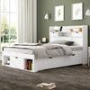 Merax Kinderbett, Einzelbett, 90 x 190 cm, mit USB-Anschluss und Schublade, Jugendbett, Multifunktionsbett, großer Stauraum, Matratze nicht enthalten, weiß Bild 5