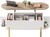 Couchtisch mit höhenverstellbarer Platte & Stauraum, 120x50x43 cm, Weiß/Naturholz Bild 4
