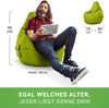 Green Bean® Sitzsack mit Rückenlehne, 230L Füllung waschbar, Polyester-PVC-Stoff grün, 80 x 70 x 90 cm Bild 5
