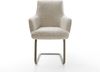 Freischwinger Heira-Flex mit Armlehnen Webstoff Soft Beige Freischwinger flach Effektfinish Titan Taschenfederkern Bild 2