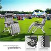 tectake Gartenstuhl Sonnenliege, klappbar, rutschfest, inkl. Ablagetisch und Stautasche (Terrassenstuhl Cloud II für Außen in Hellgrau, 1 St), Belastbarkeit 200 kg, Sitz-, Arm- und Kopfpolster, mit Sonnendach Bild 3