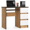 Home Collective Computertisch Schreibtisch Bürotisch Gaming Tisch mit ausziehbarer Tastaturablage, mit 3 Schubladen rechts, 90 x 50 x 77 cm, Eiche weiß Bild 4