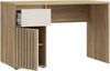 Forte ELISTON Schreibtisch 120, moderner Schreibtisch mit Lamellendesign, Schrank und Schublade, Schlafzimmer, Büro, Mauvella Eiche Holzdekor|Kashmir Beige, 120 cm breit x 74,4 cm hoch x 60 cm tief Bild 5
