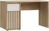 Forte ELISTON Schreibtisch 120, moderner Schreibtisch mit Lamellendesign, Schrank und Schublade, Schlafzimmer, Büro, Mauvella Eiche Holzdekor|Kashmir Beige, 120 cm breit x 74,4 cm hoch x 60 cm tief Bild 3