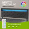 oyajia Polsterbett LED Doppelbett 140x200cm, Stauraumbett mit Kopfteil und 4 Schubladen (Leinenmaterial Polsterbett mit RGB Beleuchtung), mit Lattenrost und Ladefunktion, mit Komforthöhe, Leises Design Bett Bild 2
