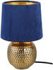 LED Tischleuchte Blau/Gold Keramikfuß Samtschirm, Höhe 26cm Bild 2
