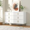 Sideboard 120x40 cm Weiß Gold 6 Schubladen Wellenfront TV Schrank Lowboard Aufbewahrung Wohnzimmer Esszimmer Bild 5