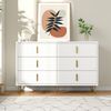 Sideboard 120x40 cm Weiß Gold 6 Schubladen Wellenfront TV Schrank Lowboard Aufbewahrung Wohnzimmer Esszimmer Bild 4