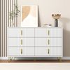 Sideboard 120x40 cm Weiß Gold 6 Schubladen Wellenfront TV Schrank Lowboard Aufbewahrung Wohnzimmer Esszimmer Bild 2