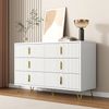 Sideboard 120x40 cm Weiß Gold 6 Schubladen Wellenfront TV Schrank Lowboard Aufbewahrung Wohnzimmer Esszimmer Bild 3