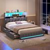 KIMENICH Polsterbett Bettgestell mit LED-Beleuchtung, 4 Schubladen, Ladestation, 140x190 cm, Grau Bild 3