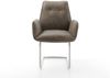 Freischwinger Zoa-Flex Mikrofaser Taupe Vintage Freischwinger rund Edelstahl Taschenfederkern Bild 2