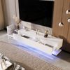 Merax Lowboard mit Glasablagen und Schubladen, TV-Schrank hochglänzend mit LED, TV-Board, TV-Ständer, Breite:170cm, Weiß Bild 4