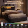 PXloue Polsterbett LED hydraulisches Doppelbett Stauraumbett (inkl. Hydraulisch anhebbarer Bettstauraum), mit USB-Laden und Stauraum am Kopfteil,Samt,160x200 cm Bild 4