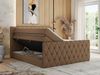 Boxspringbett, Doppelbett mit Fußteil, Multipocket-Matratzen und Topper, gestepptes Kopfteil und Front - MIREN KING DUO - 140 x 200 cm - Braun Kunstleder - H3 Bild 3
