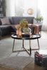 Wohnling Design Couchtisch Rund Ø 78 cm Schwarz mit Spiegel Glasplatte, Dunkel-Gold Metall Gestell Bild 5