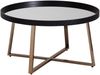 Wohnling Design Couchtisch Rund Ø 78 cm Schwarz mit Spiegel Glasplatte, Dunkel-Gold Metall Gestell Bild 2