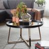 Wohnling Design Couchtisch Rund Ø 78 cm Schwarz mit Spiegel Glasplatte, Dunkel-Gold Metall Gestell Bild 4