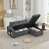 Merax Dreisitzer-Sofa, Ecksofa mit Stauraum 202x136x85cm, L-Formiges Schlafsofa, Seitlicher Stauraum, Chenille Couch, 120kg belastbar, Kann links oder rechts montiert werden, grau Bild 2
