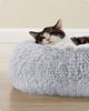 Feandrea Hundebett flauschig, Katzenbett, Donut Kissen, waschbar, Polsterung in der Mitte herausnehmbar, langer Plüsch, 40 cm Durchmesser, Ombré-Grau Bild 4
