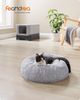 Feandrea Hundebett flauschig, Katzenbett, Donut Kissen, waschbar, Polsterung in der Mitte herausnehmbar, langer Plüsch, 40 cm Durchmesser, Ombré-Grau Bild 2