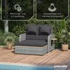 STEELSØN 'Caelum' Polyrattan Gartenliege, verstellbare Rückenlehne, inkl. Polster, grau-meliert/anthrazit, wetterfest, Sonnenliege mit ausklappbaren Seitenablagen Bild 4
