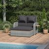 STEELSØN 'Caelum' Polyrattan Gartenliege, verstellbare Rückenlehne, inkl. Polster, grau-meliert/anthrazit, wetterfest, Sonnenliege mit ausklappbaren Seitenablagen Bild 2