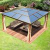 Gartenpavillon 4x4 m Holzoptik, ca 8 mm Polycarboat-Dach, 4 Seitenteile in champagner Bild 4