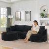 Sofa 3-Sitzer in Schwarz, mit weichem Kordstoff, Schaumstoffpolsterung, bogenförmigem Design und Getränkehaltern,76x264x168 cm Bild 4