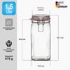 BigDean 6er Set Vorratsgläser 1,5L - Einmachgläser mit Deckel & Bügelverschluss - Made in Germany - Drahtbügelgläser zum luftdichten Aufbewahren, Einlegen & Einkochen - Glas, eckig Bild 3